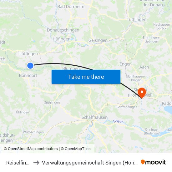 Reiselfingen to Verwaltungsgemeinschaft Singen (Hohentwiel) map