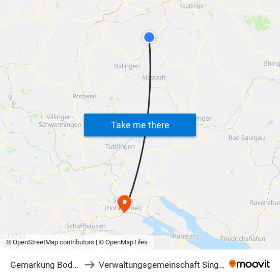 Gemarkung Bodelshausen to Verwaltungsgemeinschaft Singen (Hohentwiel) map