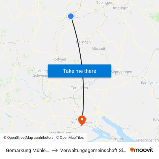 Gemarkung Mühlen am Neckar to Verwaltungsgemeinschaft Singen (Hohentwiel) map
