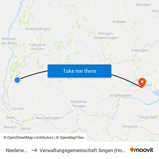 Niederweiler to Verwaltungsgemeinschaft Singen (Hohentwiel) map