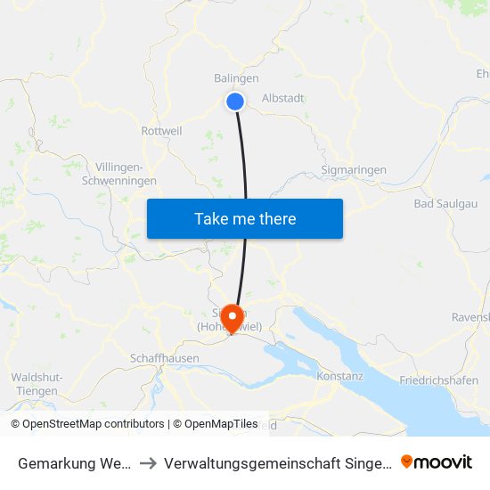 Gemarkung Weilstetten to Verwaltungsgemeinschaft Singen (Hohentwiel) map