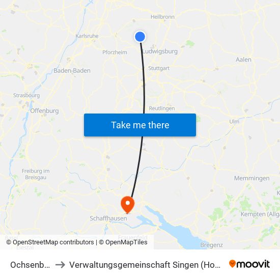 Ochsenbach to Verwaltungsgemeinschaft Singen (Hohentwiel) map