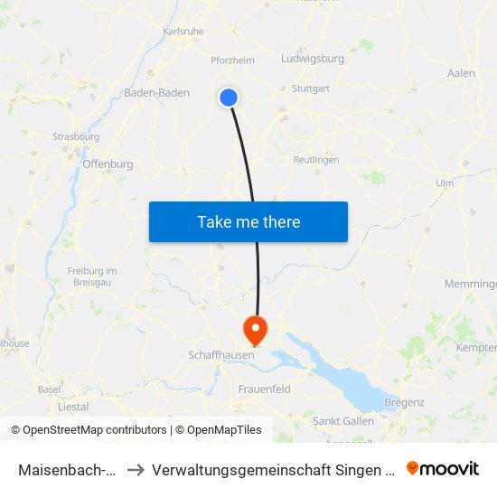 Maisenbach-Zainen to Verwaltungsgemeinschaft Singen (Hohentwiel) map
