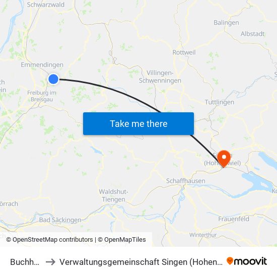 Buchholz to Verwaltungsgemeinschaft Singen (Hohentwiel) map