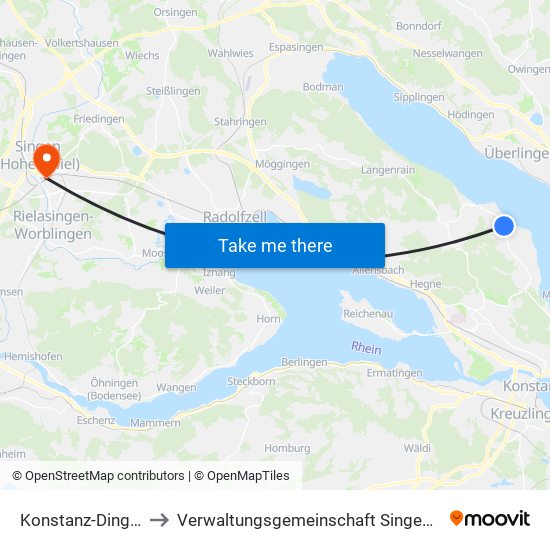 Konstanz-Dingelsdorf to Verwaltungsgemeinschaft Singen (Hohentwiel) map