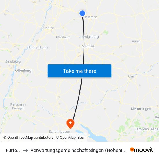 Fürfeld to Verwaltungsgemeinschaft Singen (Hohentwiel) map