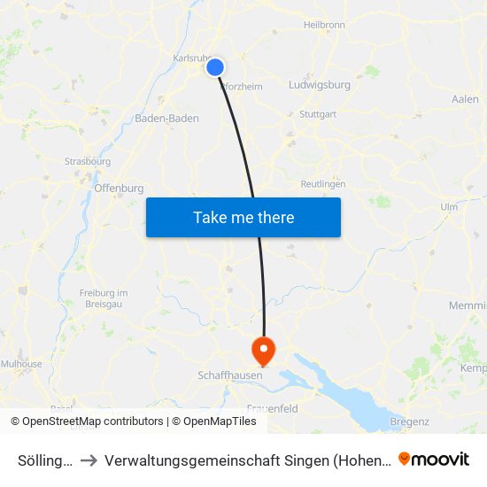 Söllingen to Verwaltungsgemeinschaft Singen (Hohentwiel) map