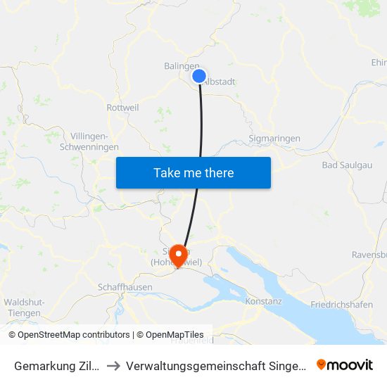 Gemarkung Zillhausen to Verwaltungsgemeinschaft Singen (Hohentwiel) map