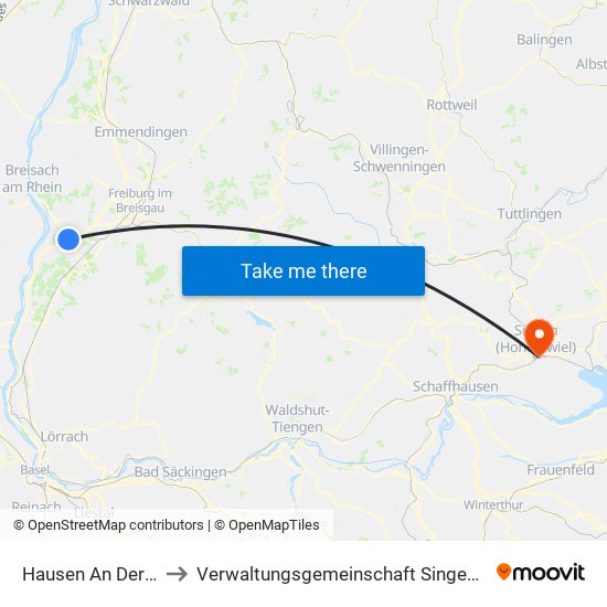 Hausen An Der Möhlin to Verwaltungsgemeinschaft Singen (Hohentwiel) map