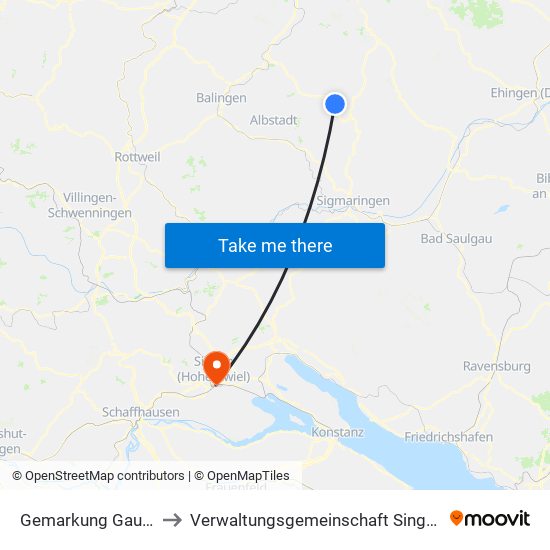 Gemarkung Gauselfingen to Verwaltungsgemeinschaft Singen (Hohentwiel) map