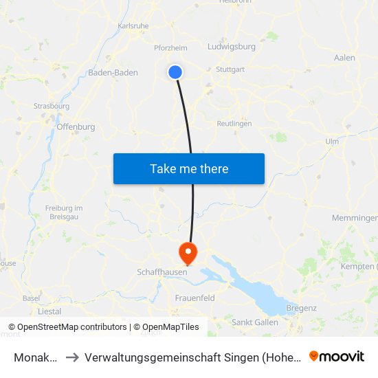 Monakam to Verwaltungsgemeinschaft Singen (Hohentwiel) map