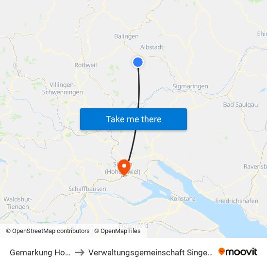 Gemarkung Hossingen to Verwaltungsgemeinschaft Singen (Hohentwiel) map