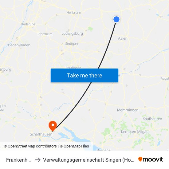 Frankenhardt to Verwaltungsgemeinschaft Singen (Hohentwiel) map