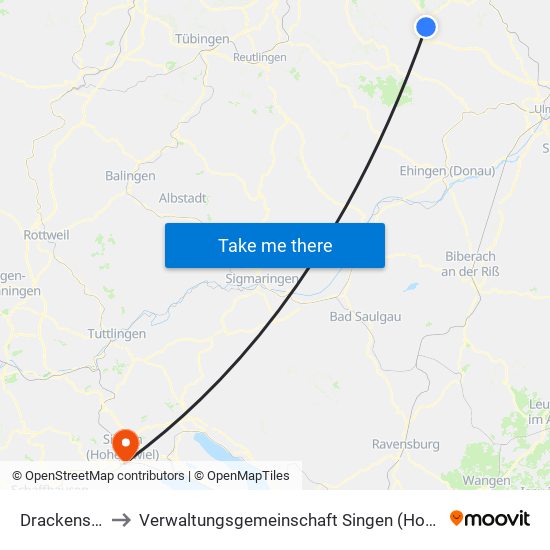 Drackenstein to Verwaltungsgemeinschaft Singen (Hohentwiel) map