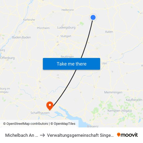 Michelbach An Der Bilz to Verwaltungsgemeinschaft Singen (Hohentwiel) map