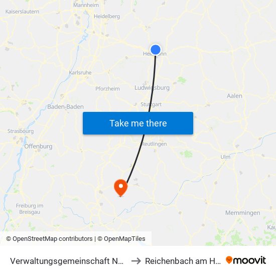 Verwaltungsgemeinschaft Neckarsulm to Reichenbach am Heuberg map