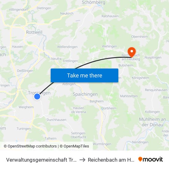 Verwaltungsgemeinschaft Trossingen to Reichenbach am Heuberg map