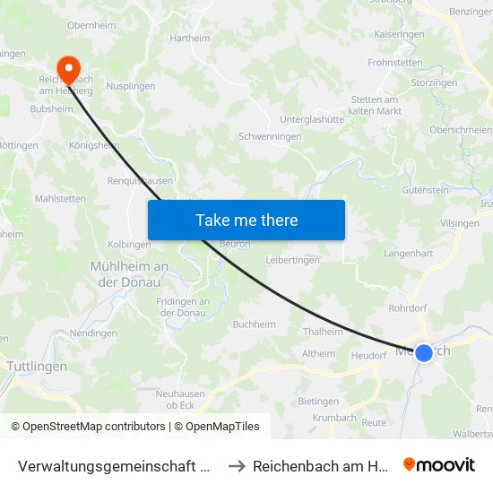 Verwaltungsgemeinschaft Meßkirch to Reichenbach am Heuberg map