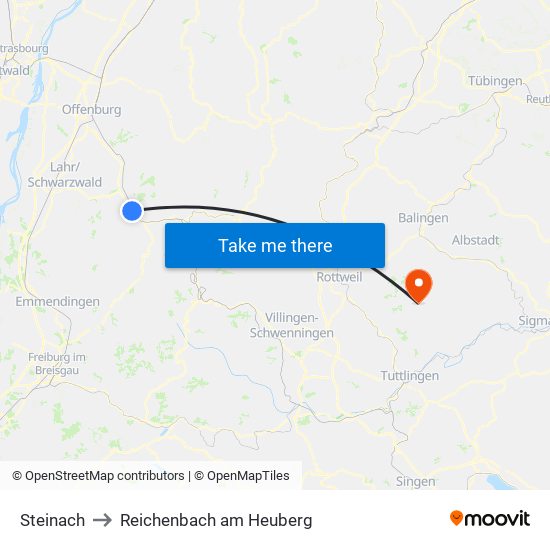 Steinach to Reichenbach am Heuberg map