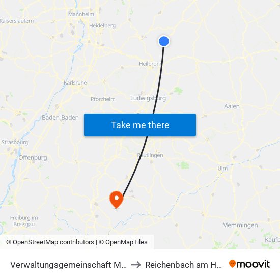 Verwaltungsgemeinschaft Möckmühl to Reichenbach am Heuberg map