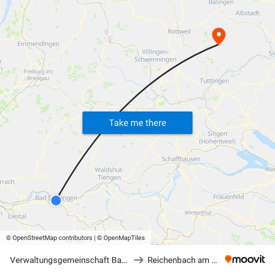 Verwaltungsgemeinschaft Bad Säckingen to Reichenbach am Heuberg map