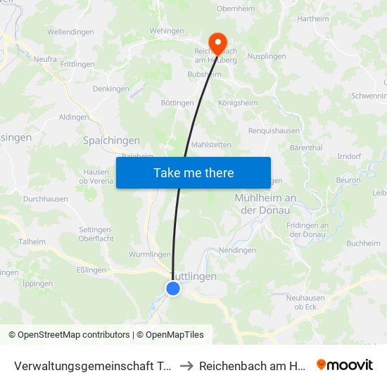 Verwaltungsgemeinschaft Tuttlingen to Reichenbach am Heuberg map