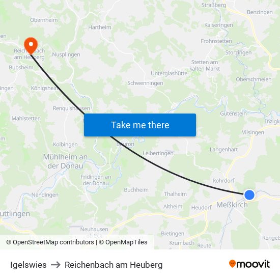 Igelswies to Reichenbach am Heuberg map