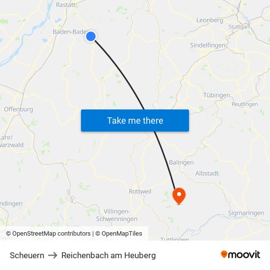Scheuern to Reichenbach am Heuberg map