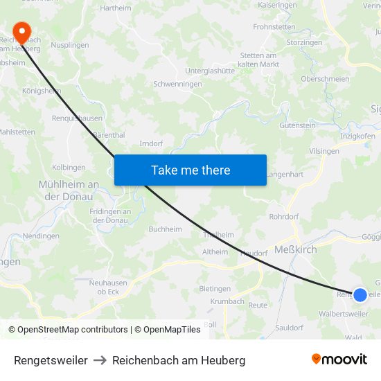 Rengetsweiler to Reichenbach am Heuberg map