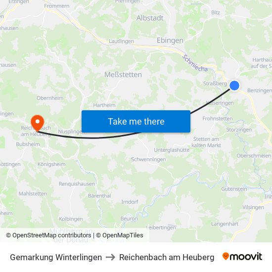 Gemarkung Winterlingen to Reichenbach am Heuberg map