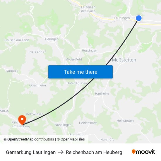 Gemarkung Lautlingen to Reichenbach am Heuberg map