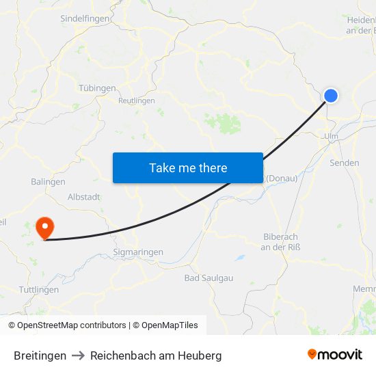 Breitingen to Reichenbach am Heuberg map