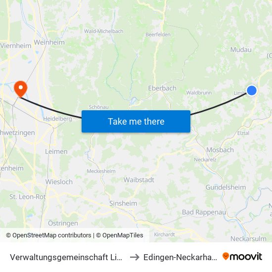 Verwaltungsgemeinschaft Limbach to Edingen-Neckarhausen map