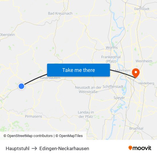 Hauptstuhl to Edingen-Neckarhausen map