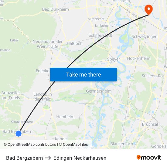 Bad Bergzabern to Edingen-Neckarhausen map