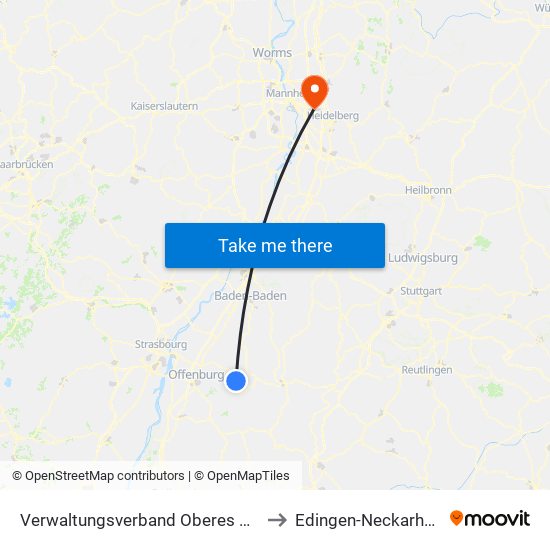 Verwaltungsverband Oberes Renchtal to Edingen-Neckarhausen map