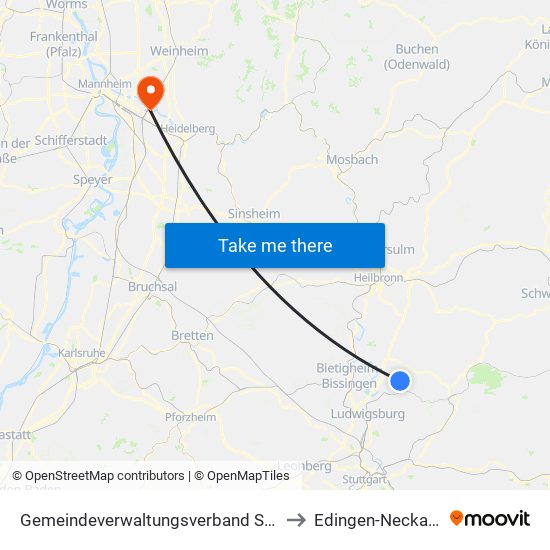 Gemeindeverwaltungsverband Steinheim-Murr to Edingen-Neckarhausen map