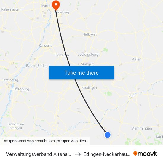 Verwaltungsverband Altshausen to Edingen-Neckarhausen map