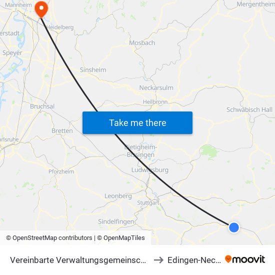 Vereinbarte Verwaltungsgemeinschaft Der Stadt Göppingen to Edingen-Neckarhausen map