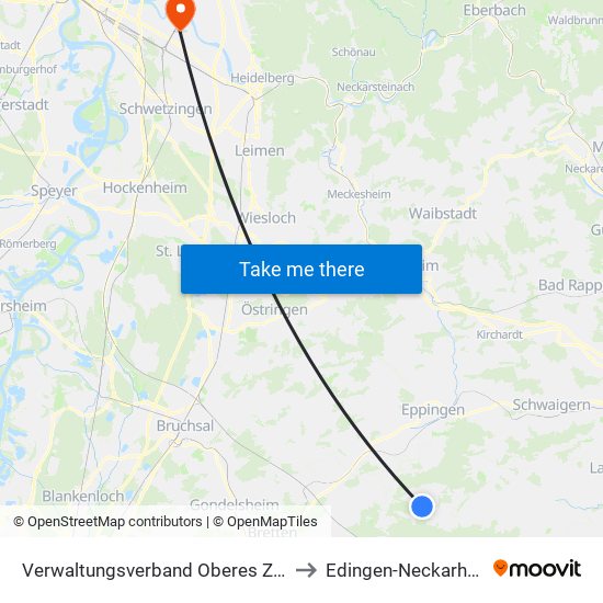 Verwaltungsverband Oberes Zabergäu to Edingen-Neckarhausen map