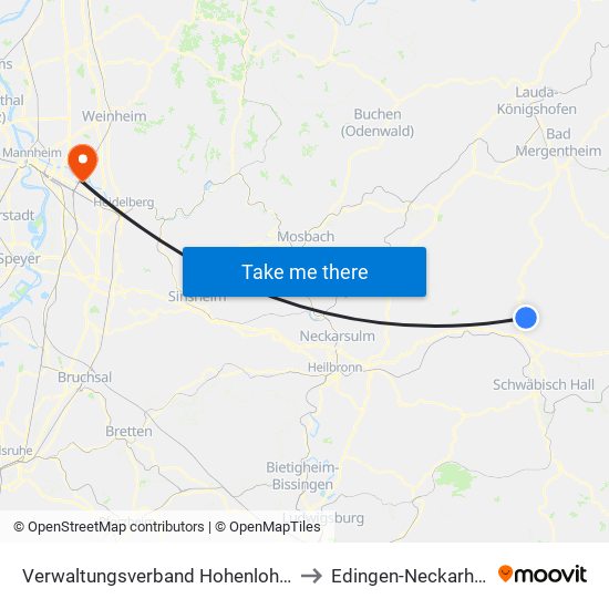 Verwaltungsverband Hohenloher Ebene to Edingen-Neckarhausen map