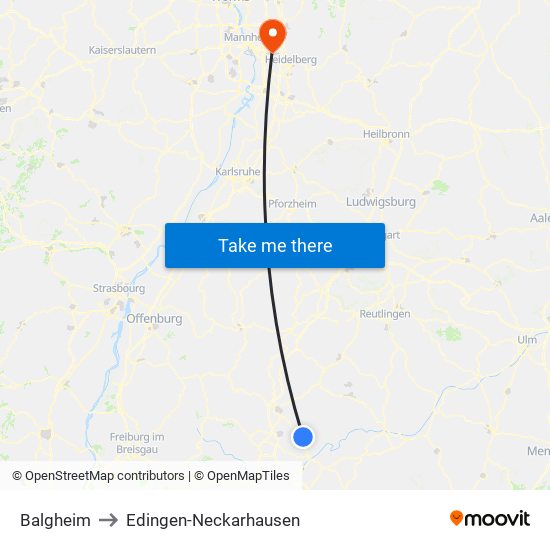 Balgheim to Edingen-Neckarhausen map