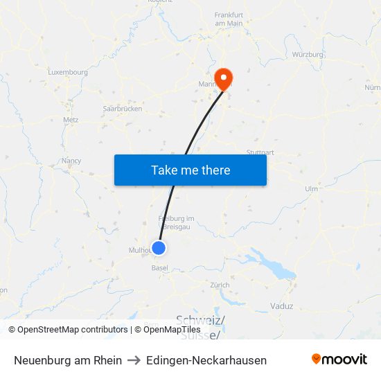 Neuenburg am Rhein to Edingen-Neckarhausen map