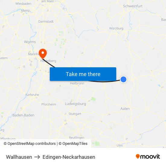 Wallhausen to Edingen-Neckarhausen map