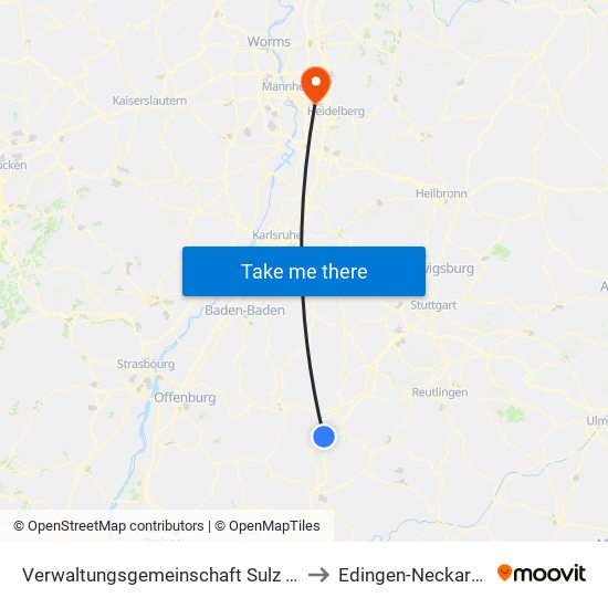 Verwaltungsgemeinschaft Sulz am Neckar to Edingen-Neckarhausen map