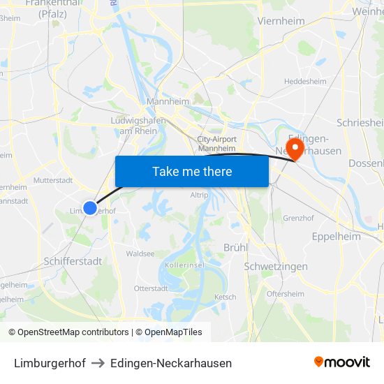 Limburgerhof to Edingen-Neckarhausen map