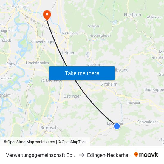 Verwaltungsgemeinschaft Eppingen to Edingen-Neckarhausen map