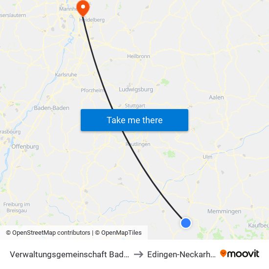 Verwaltungsgemeinschaft Bad Waldsee to Edingen-Neckarhausen map