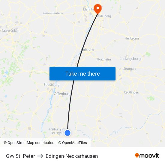 Gvv St. Peter to Edingen-Neckarhausen map