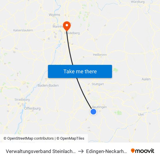 Verwaltungsverband Steinlach-Wiesaz to Edingen-Neckarhausen map